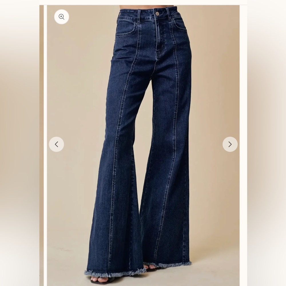 Dark denim flares